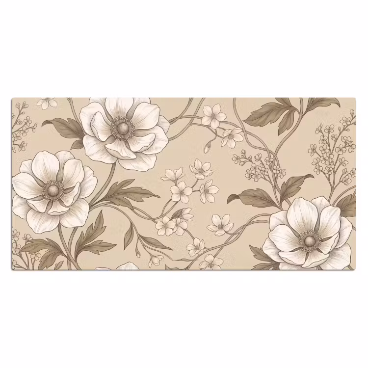 Bureau onderlegger - Bloemen - Patroon - Beige — 2