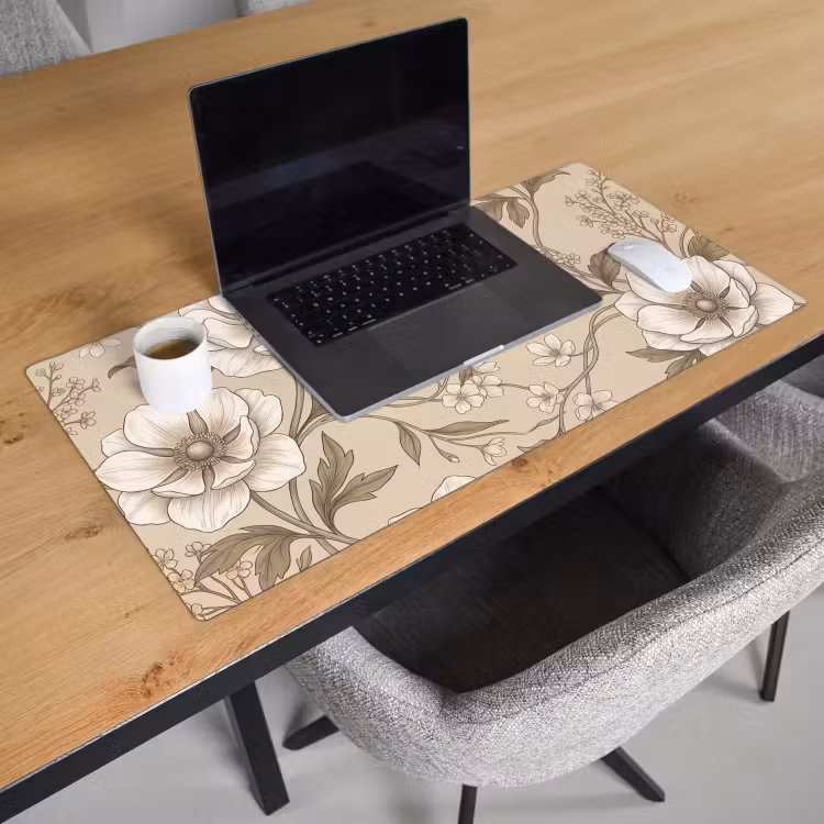 Bureau onderlegger - Bloemen - Patroon - Beige — 3