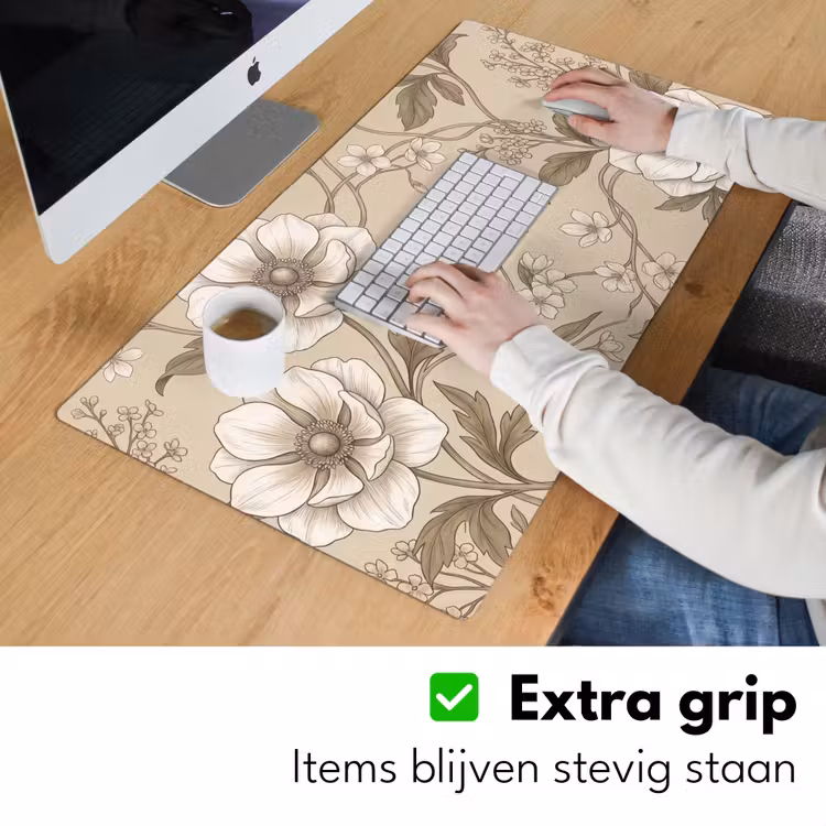 Bureau onderlegger - Bloemen - Patroon - Beige — 6