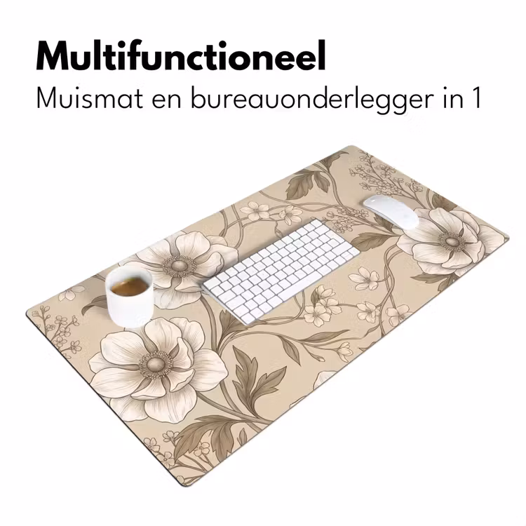 Bureau onderlegger - Bloemen - Patroon - Beige — 7