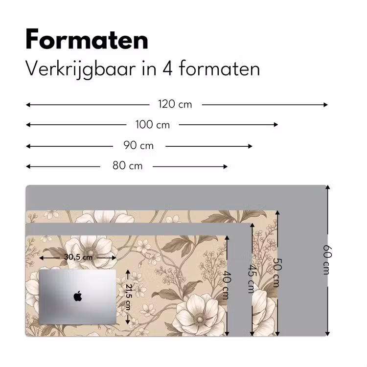 Bureau onderlegger - Bloemen - Patroon - Beige — 8