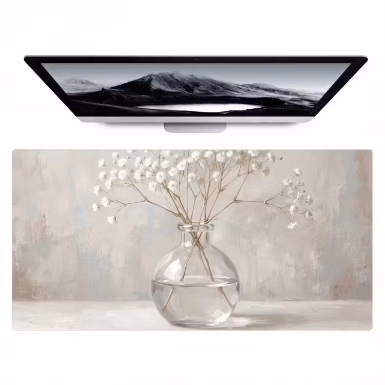 Bureau onderlegger - Gipskruid - Vaas - Wit — 1