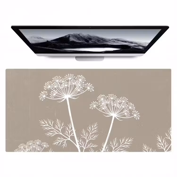 Bureau onderlegger - Grafisch - Fluitenkruid - Taupe — 1