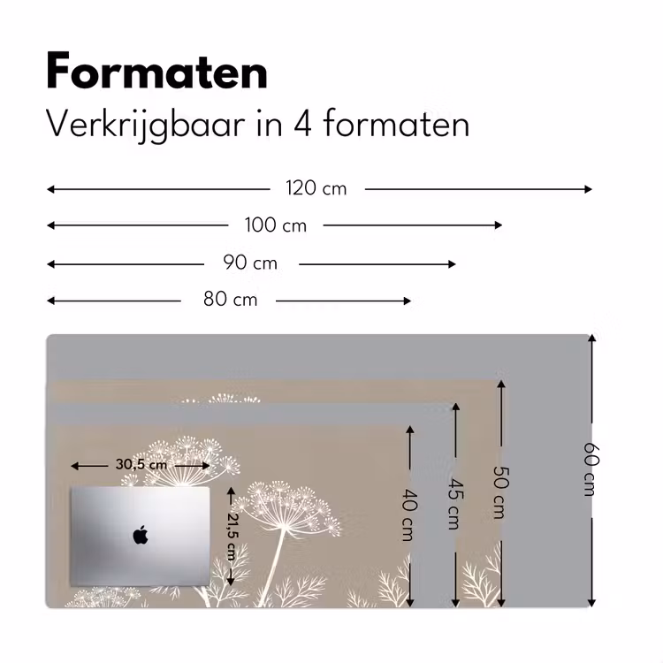 Bureau onderlegger - Grafisch - Fluitenkruid - Taupe — 8