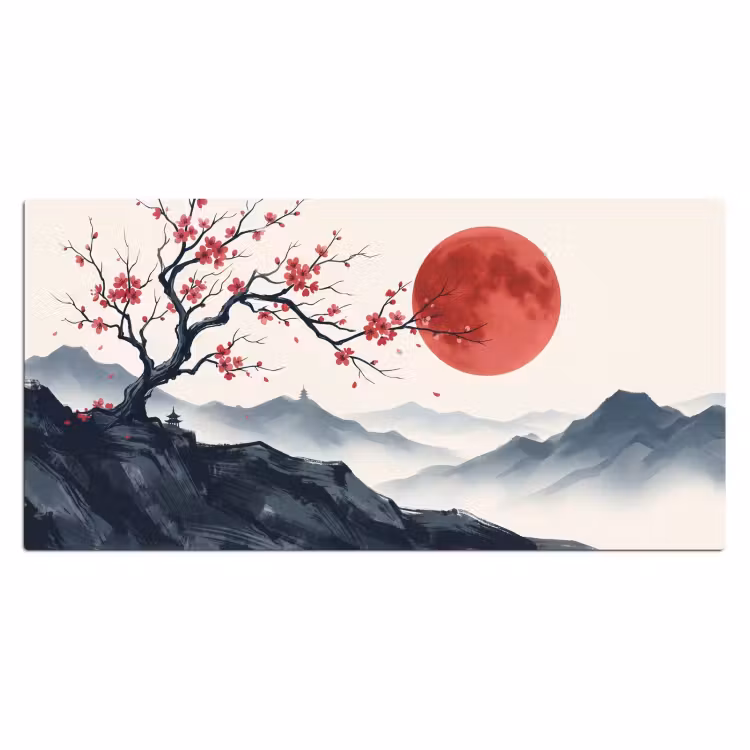 Bureau onderlegger - Kersenbloesem - Oosters - Rood — 2