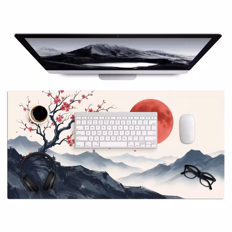 Bureau onderlegger - Kersenbloesem - Oosters - Rood — 4