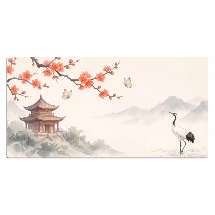 Bureau onderlegger - Kraanvogel - Azië - Klassiek — 2