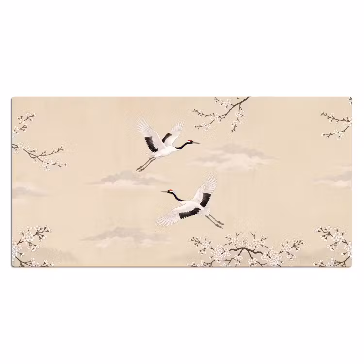 Bureau onderlegger - Kraanvogels - Bloesem - Beige — 2
