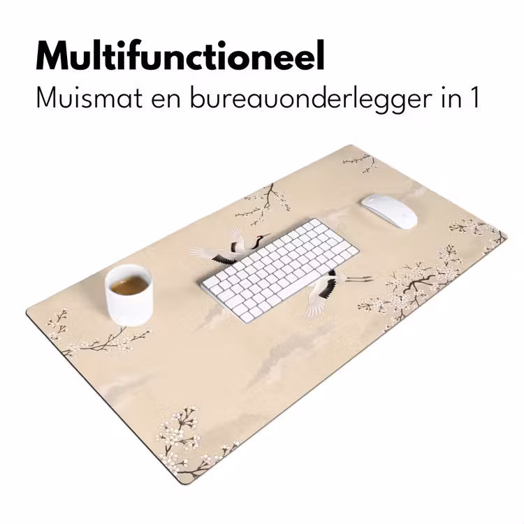 Bureau onderlegger - Kraanvogels - Bloesem - Beige — 7