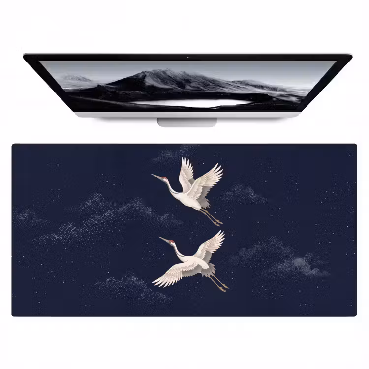 Bureau onderlegger - Kraanvogels - Nachthemel - Blauw — 1