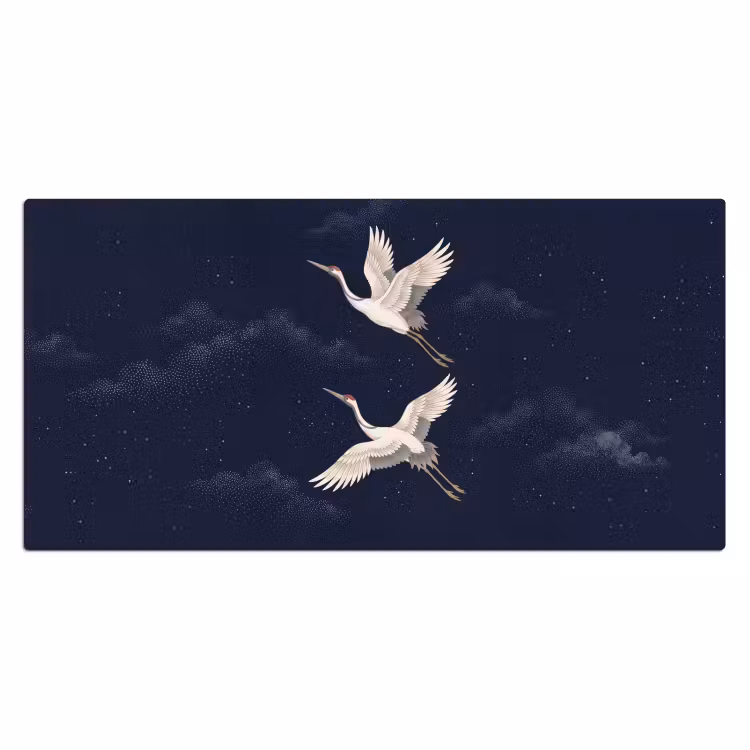 Bureau onderlegger - Kraanvogels - Nachthemel - Blauw — 2