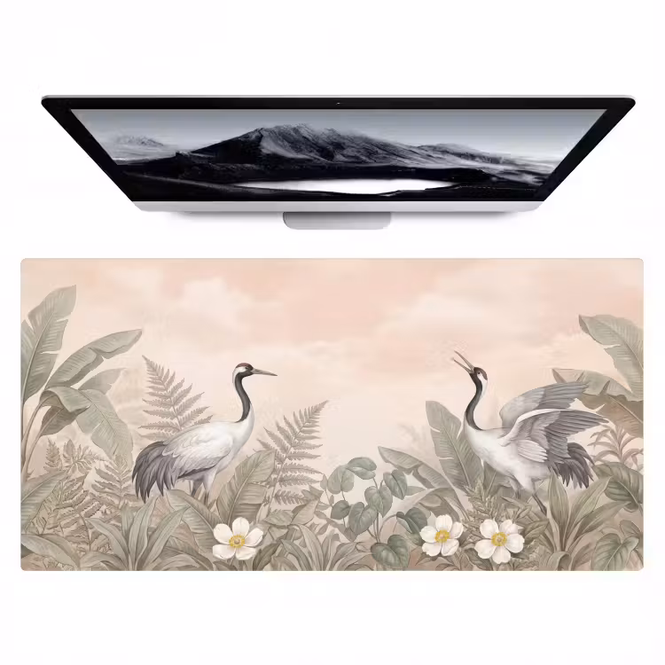 Bureau onderlegger - Kraanvogels - Natuur - Roze — 1