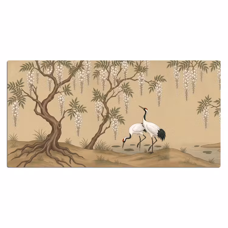 Bureau onderlegger - Kraanvogels - Water - Beige — 2