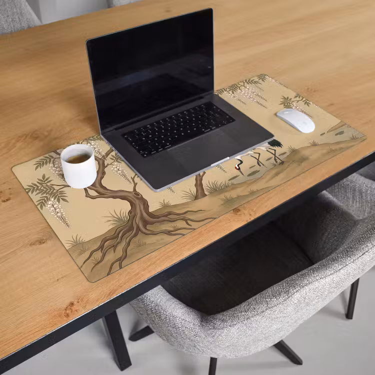 Bureau onderlegger - Kraanvogels - Water - Beige — 3