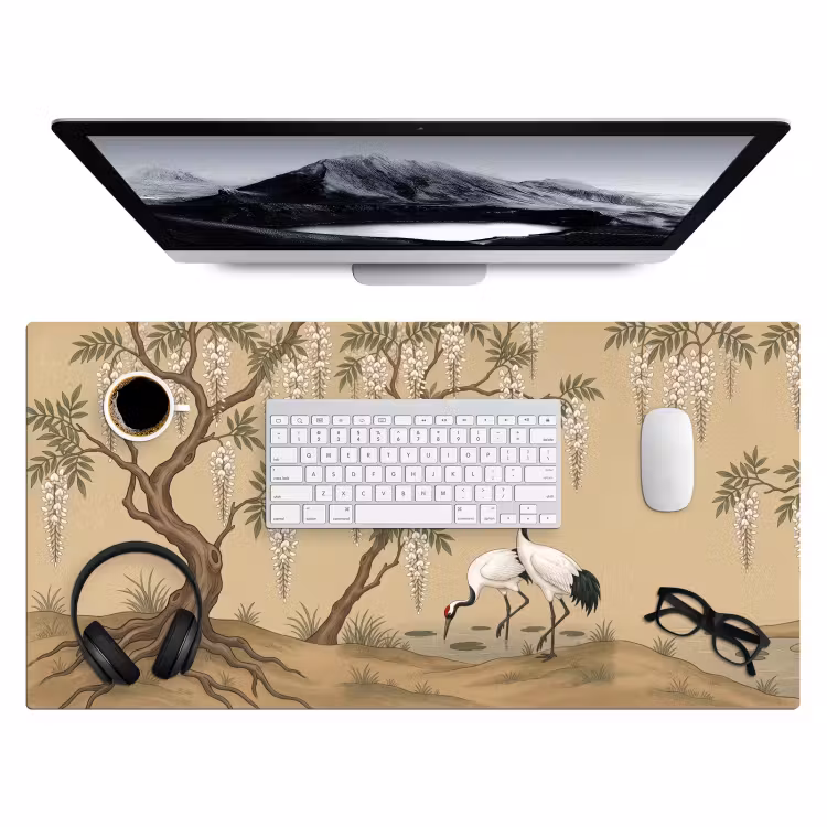 Bureau onderlegger - Kraanvogels - Water - Beige — 4
