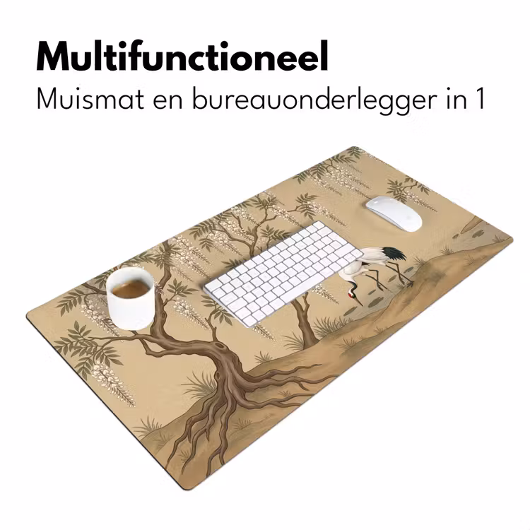 Bureau onderlegger - Kraanvogels - Water - Beige — 7
