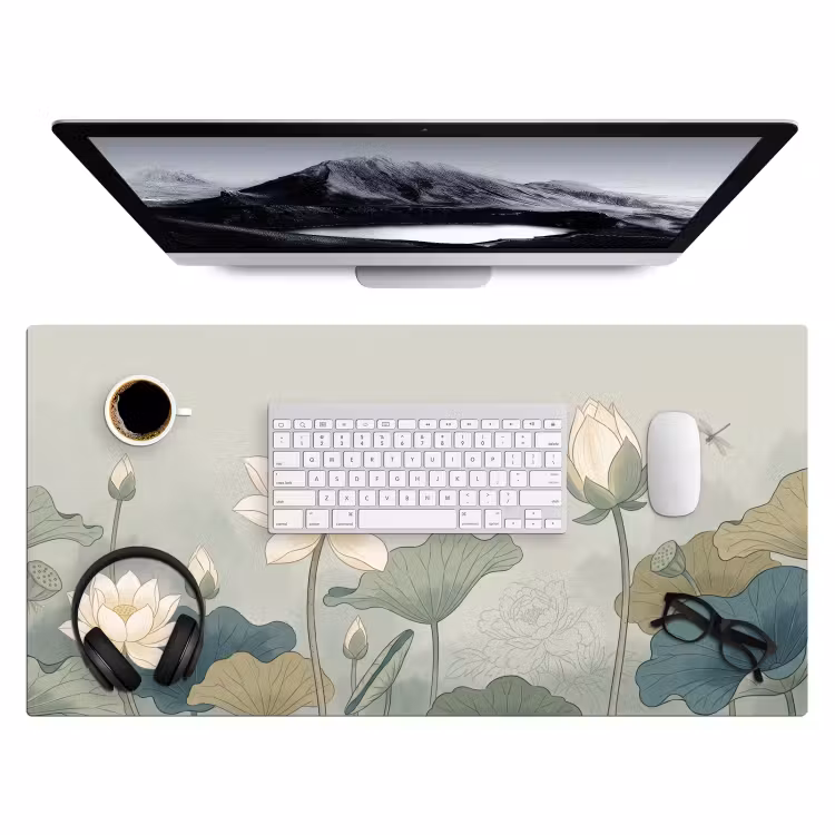 Bureau onderlegger - Lotus - Bloemen - Groen — 4
