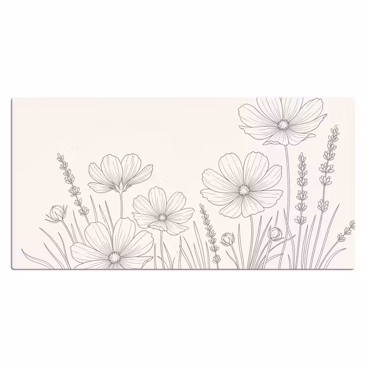 Bureau onderlegger - Minimalistisch - Modern - Bloemen - Beige — 2