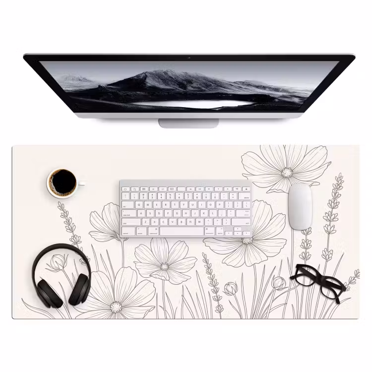 Bureau onderlegger - Minimalistisch - Modern - Bloemen - Beige — 4