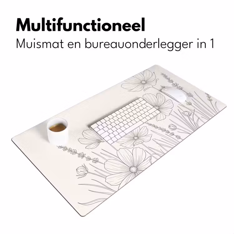 Bureau onderlegger - Minimalistisch - Modern - Bloemen - Beige — 7