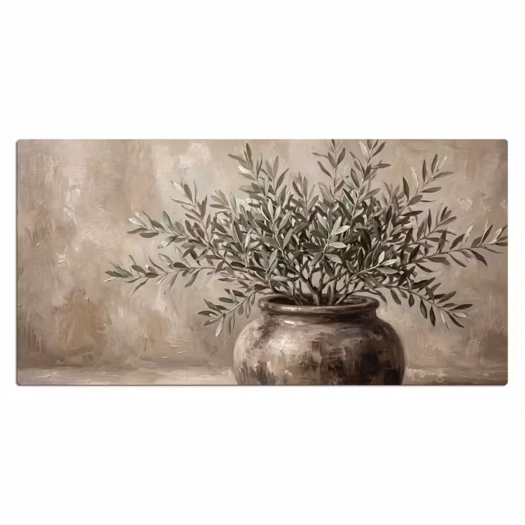 Bureau onderlegger - Olijfplant - Aardenpot - Abstract - Beige — 2