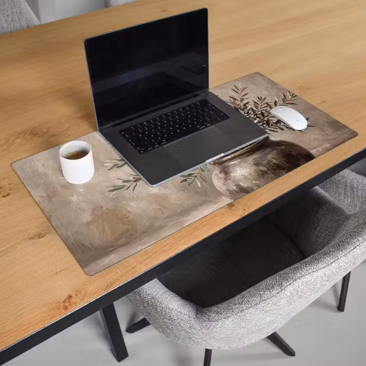 Bureau onderlegger - Olijfplant - Aardenpot - Abstract - Beige — 3