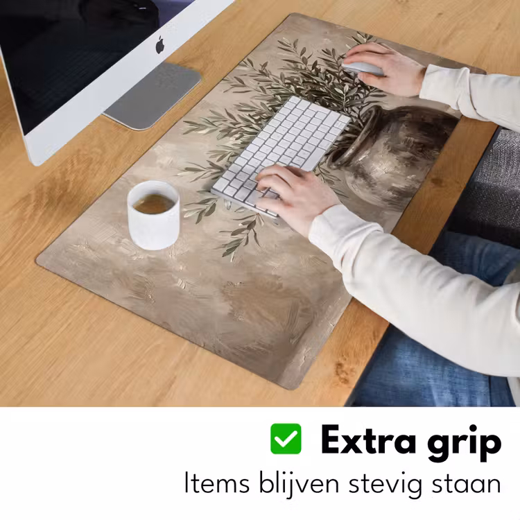 Bureau onderlegger - Olijfplant - Aardenpot - Abstract - Beige — 6
