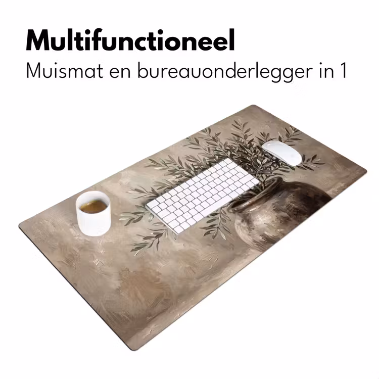 Bureau onderlegger - Olijfplant - Aardenpot - Abstract - Beige — 7
