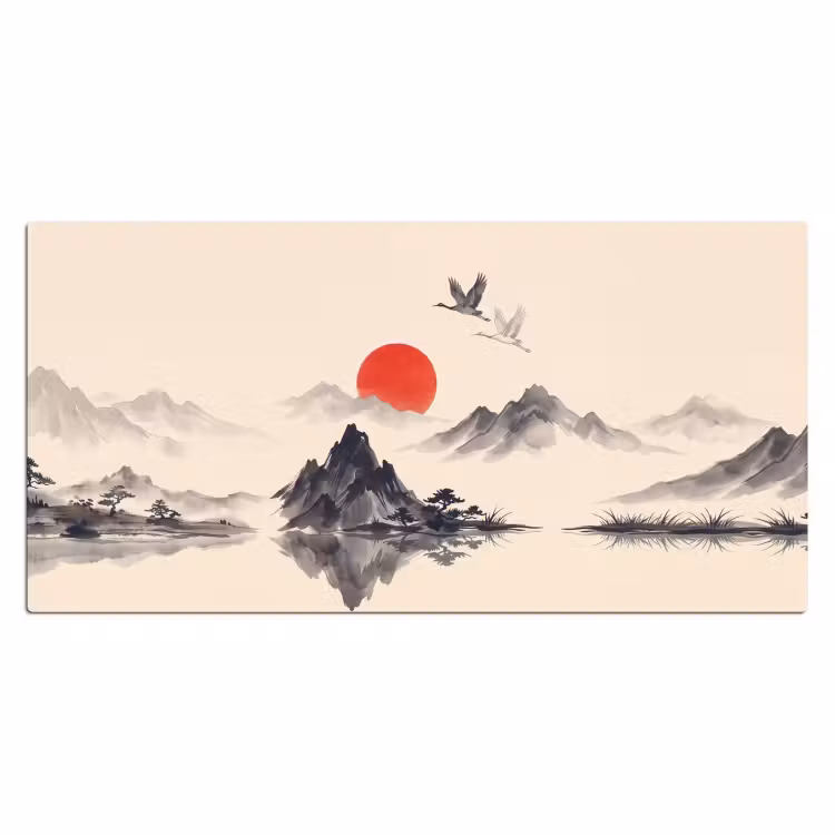 Bureau onderlegger - Oosters - Kraanvogels - Landschap — 2