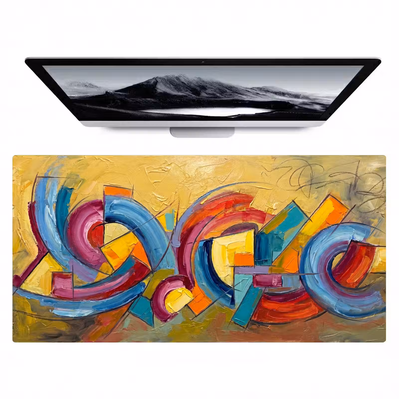 Bureau onderlegger - Abstract - Cirkels - Schilderij - Kleurrijk - Dynamisch — 1