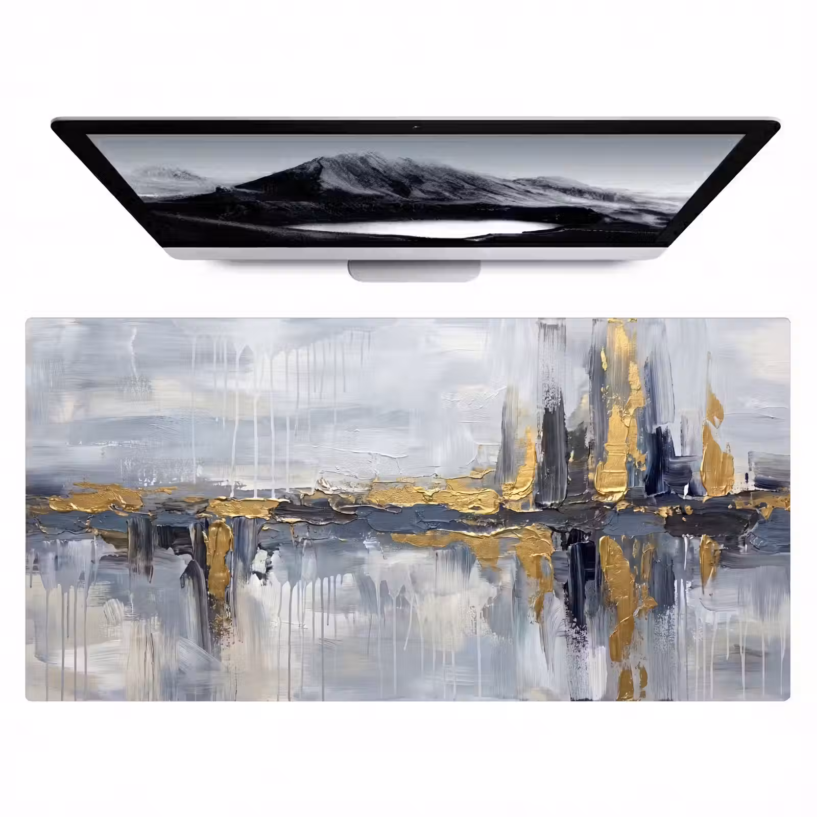 Bureau onderlegger - Abstract - Structuur - Goud - Grijs - Modern — 1