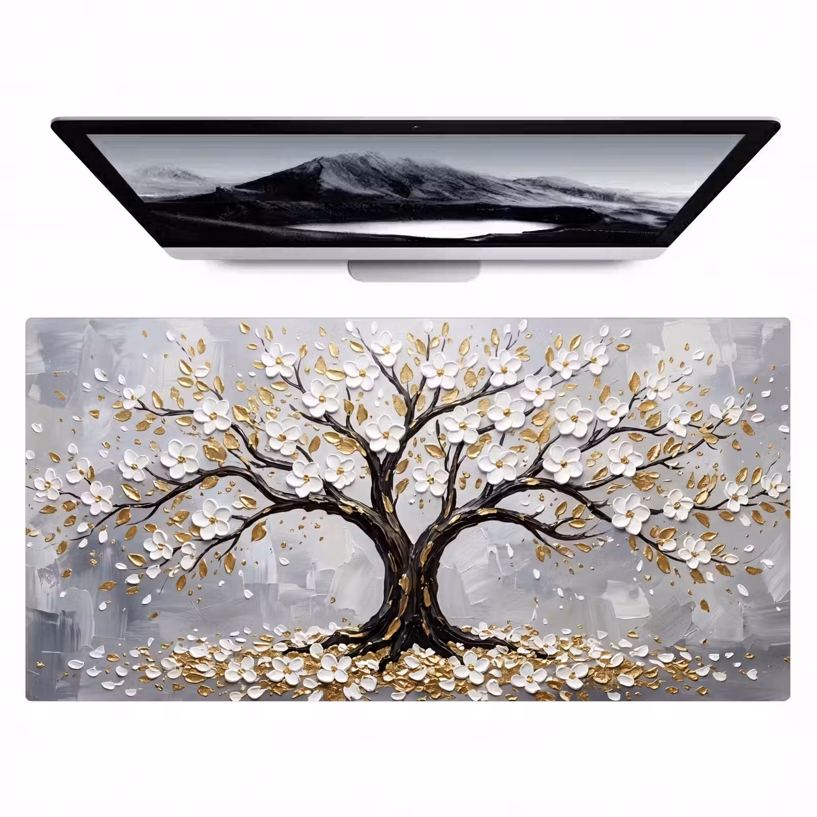 Bureau onderlegger - Boom - Bloemen - Natuur - Abstract - Wit — 1