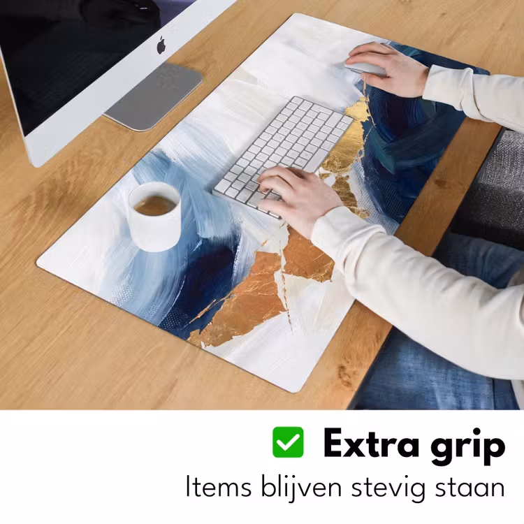 Bureau onderlegger - Abstract - Acryl - Blauw - Goud - Elegant — 6