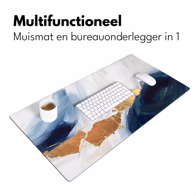 Bureau onderlegger - Abstract - Acryl - Blauw - Goud - Elegant — 7