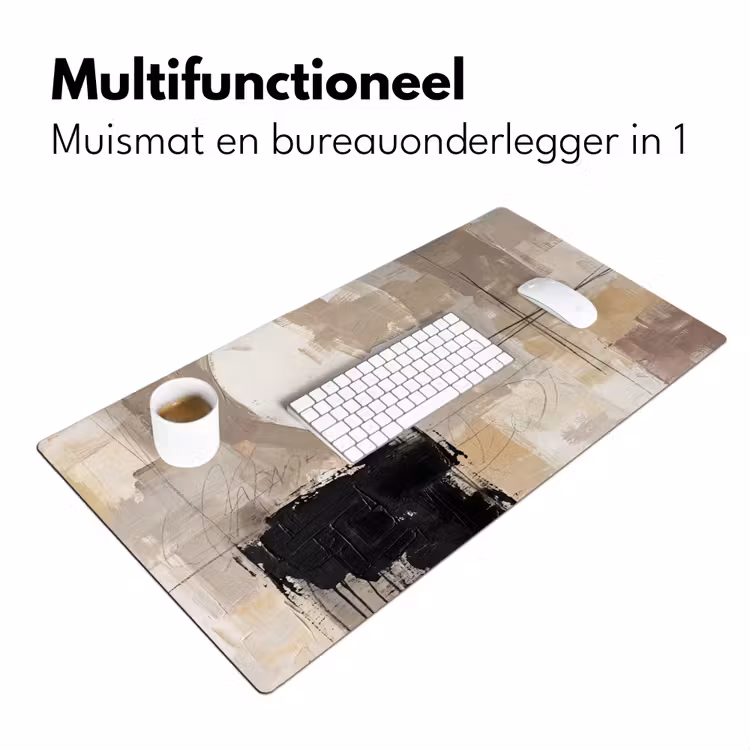 Bureau onderlegger - Abstract - Cirkel - Modern - Beige - Zwart - Minimalistisch — 7