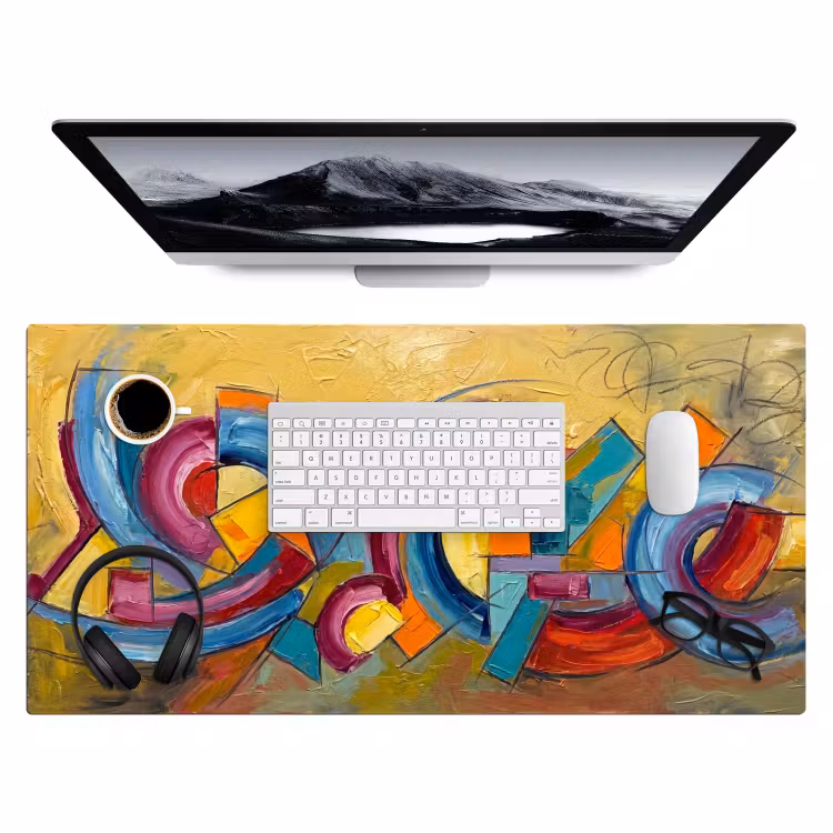 Bureau onderlegger - Abstract - Cirkels - Schilderij - Kleurrijk - Dynamisch — 4