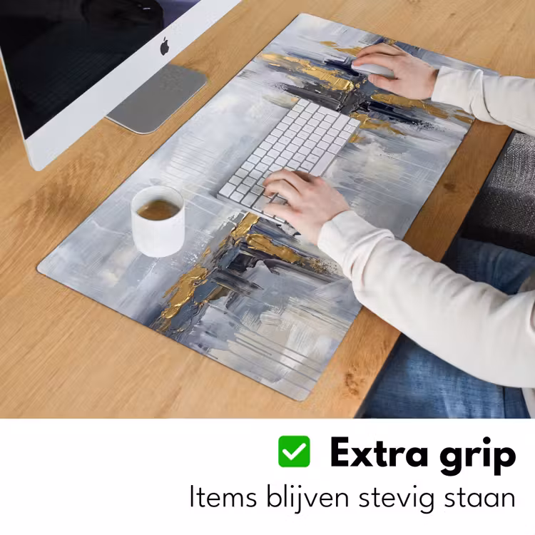 Bureau onderlegger - Abstract - Structuur - Goud - Grijs - Modern — 6