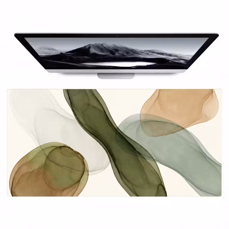 Bureau onderlegger - Abstract - Vormen - Modern - Kunst - Groen - Bruin — 1
