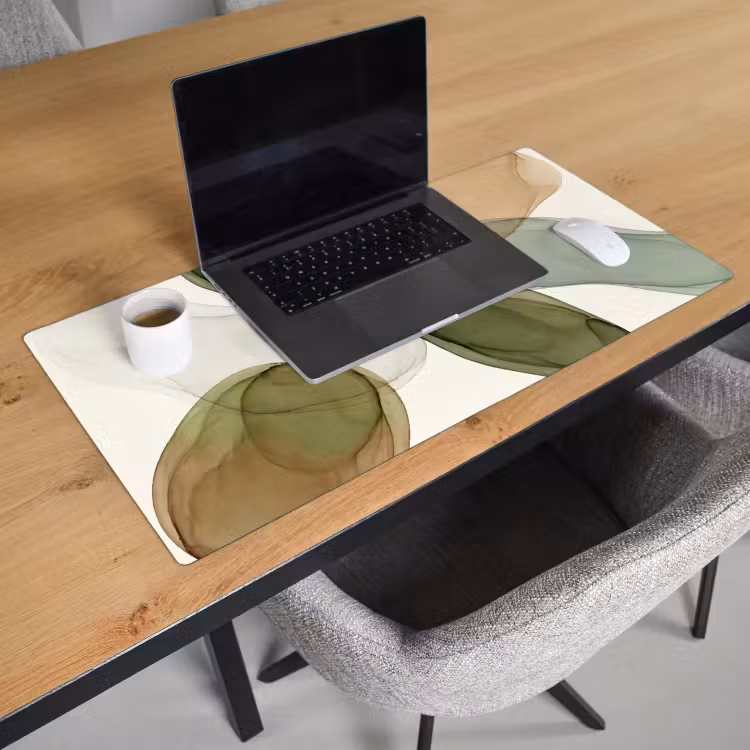 Bureau onderlegger - Abstract - Vormen - Modern - Kunst - Groen - Bruin — 3
