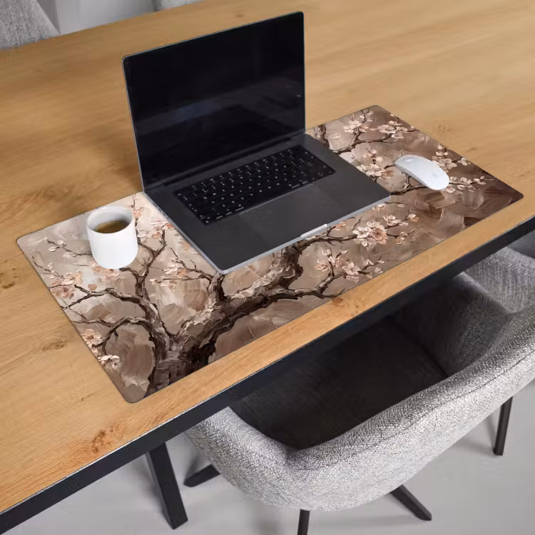 Bureau onderlegger - Bloesem - Takken - Schilderij - Beige - Serene — 3