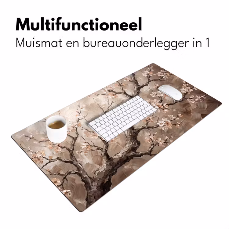 Bureau onderlegger - Bloesem - Takken - Schilderij - Beige - Serene — 7