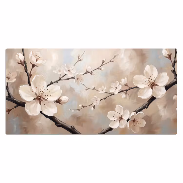 Bureau onderlegger - Bloesem - Takken - Schilderij - Beige - Serene — 2