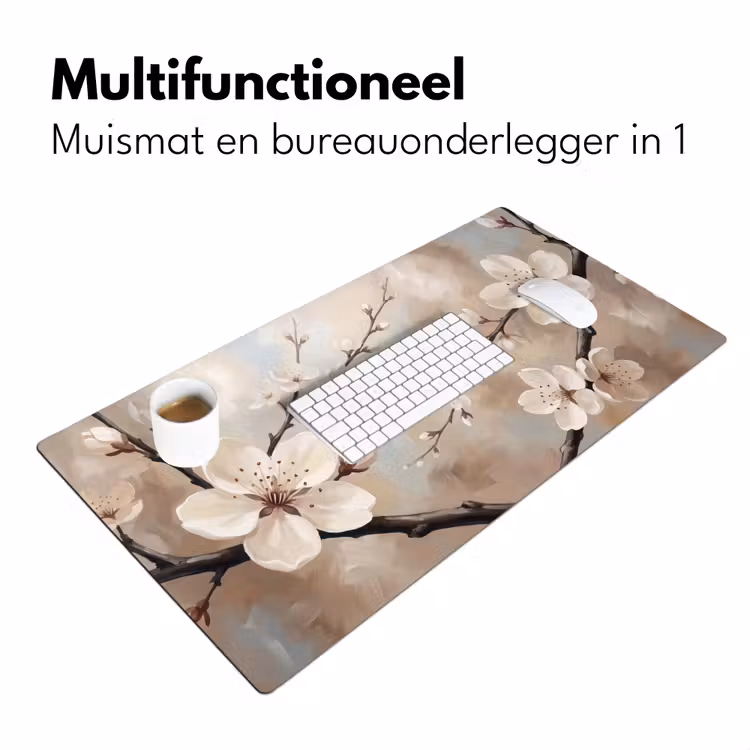 Bureau onderlegger - Bloesem - Takken - Schilderij - Beige - Serene — 7