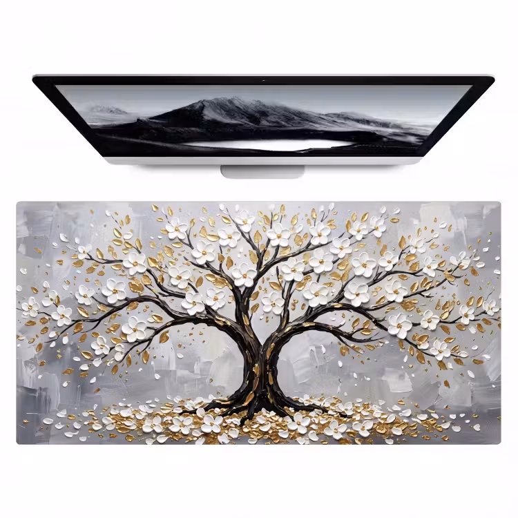 Bureau onderlegger - Boom - Bloemen - Natuur - Abstract - Wit — 1