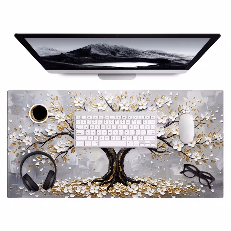 Bureau onderlegger - Boom - Bloemen - Natuur - Abstract - Wit — 4