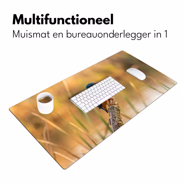 Bureau onderlegger - IJsvogel - Tak - Water - Kleurrijk - Levendig — 7