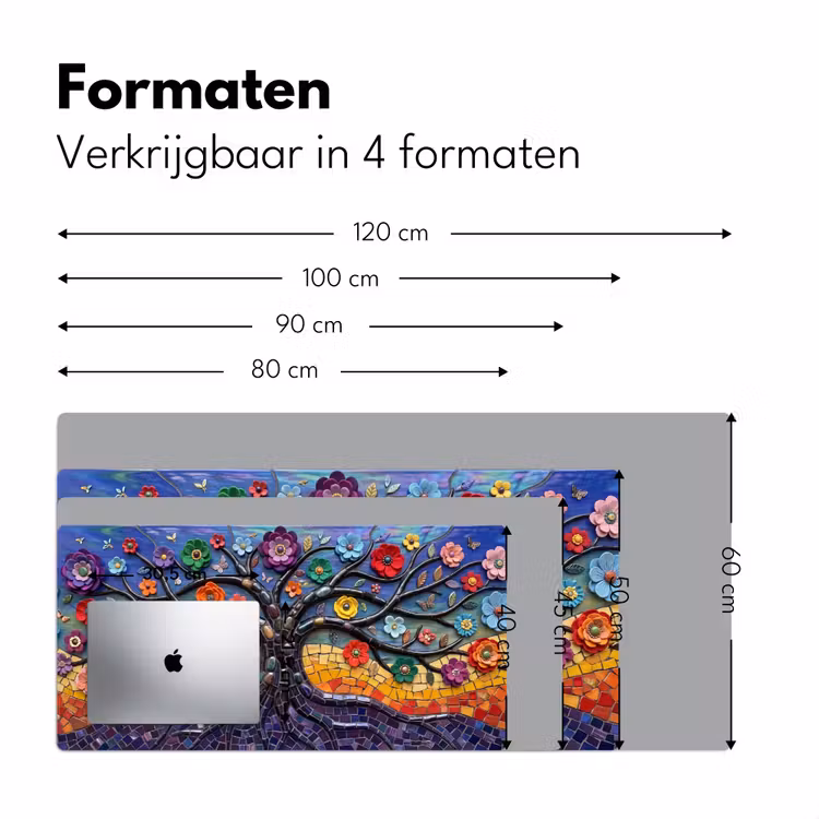 Bureau onderlegger - Levensboom - Mozaïek - Bloemen - Kleurrijk - Vrolijk — 8