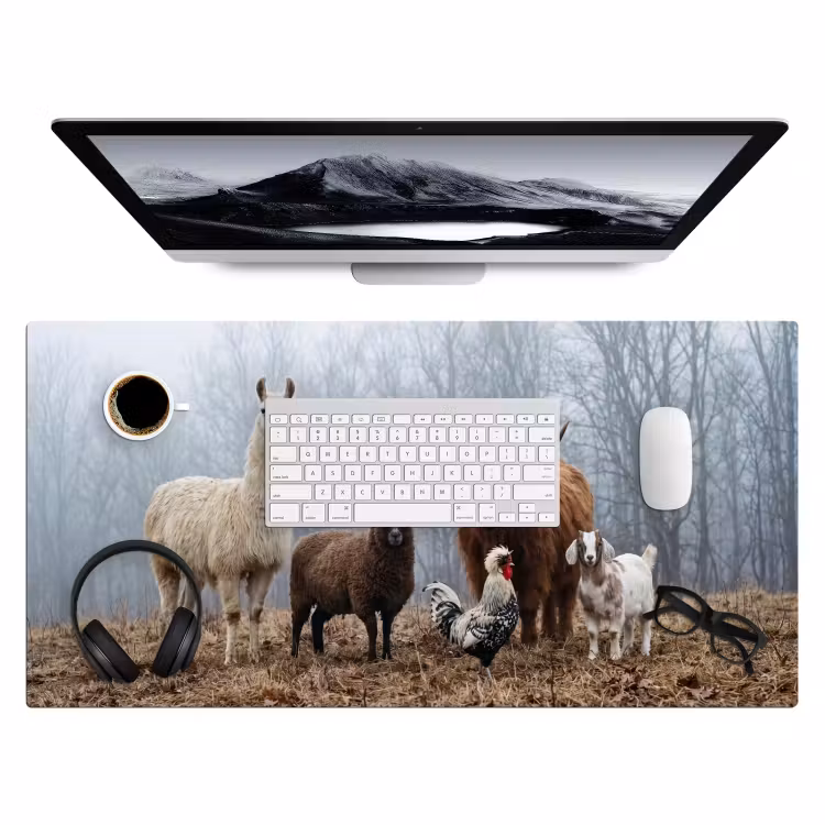 Bureau onderlegger - Boerderijdieren - Groep - Mist - Natuur - Rustiek — 4