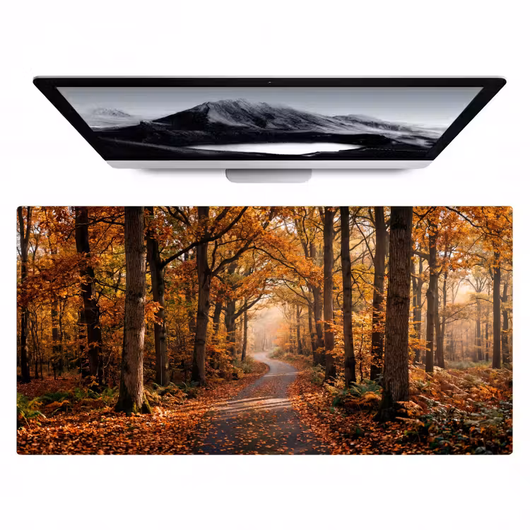 Bureau onderlegger - Bospad - Herfstbos - Bladeren - Oranje - Nostalgisch — 1