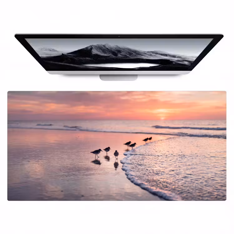 Bureau onderlegger - Meeuwen - Strand - Zee - Roze — 1